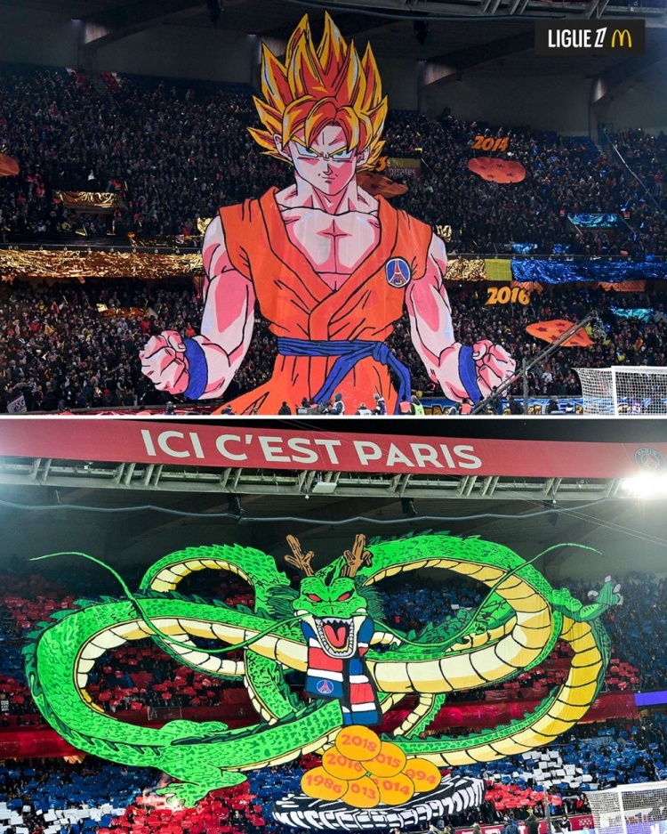  逝世一周年，法甲官推曬昔日巴黎主場(chǎng)龍珠TIFO：鳥山明經(jīng)典永存