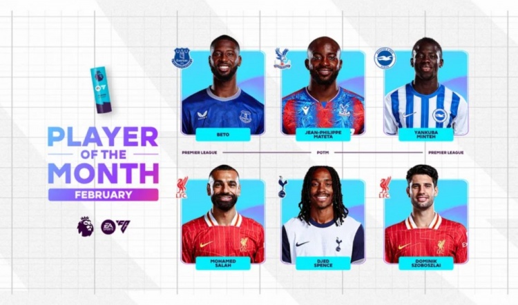  英超2月最佳候選：貝托、馬特塔、明特、薩拉赫、斯賓塞、索博