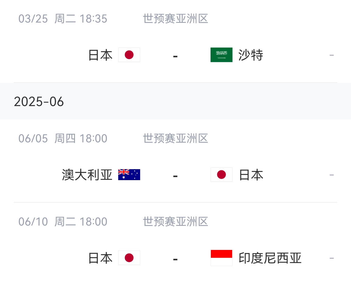  會不會放水？日本剩余賽程：主場vs沙特&印尼，客場vs澳大利亞