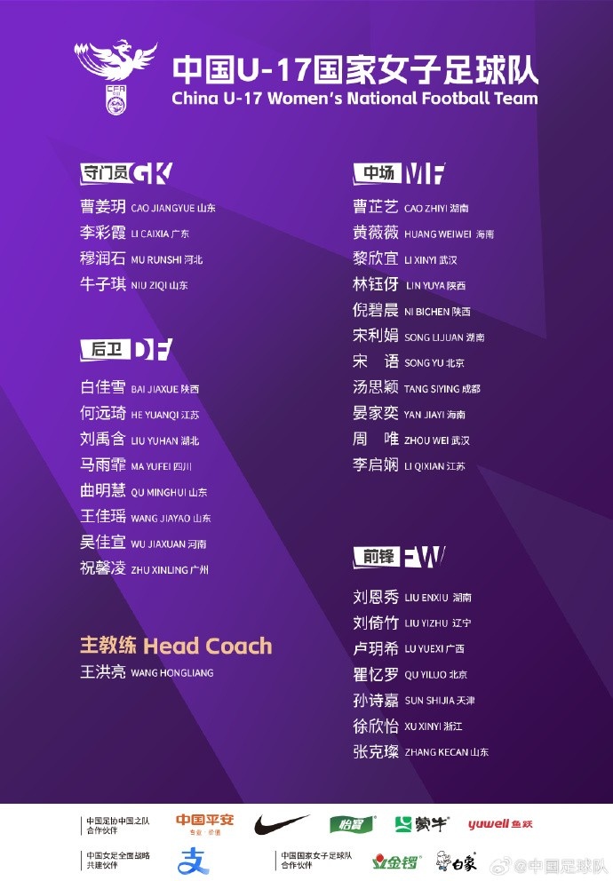  U17女足30人將在蘇州集訓備戰(zhàn)世界杯，姜寧、朱挺擔任訓練員